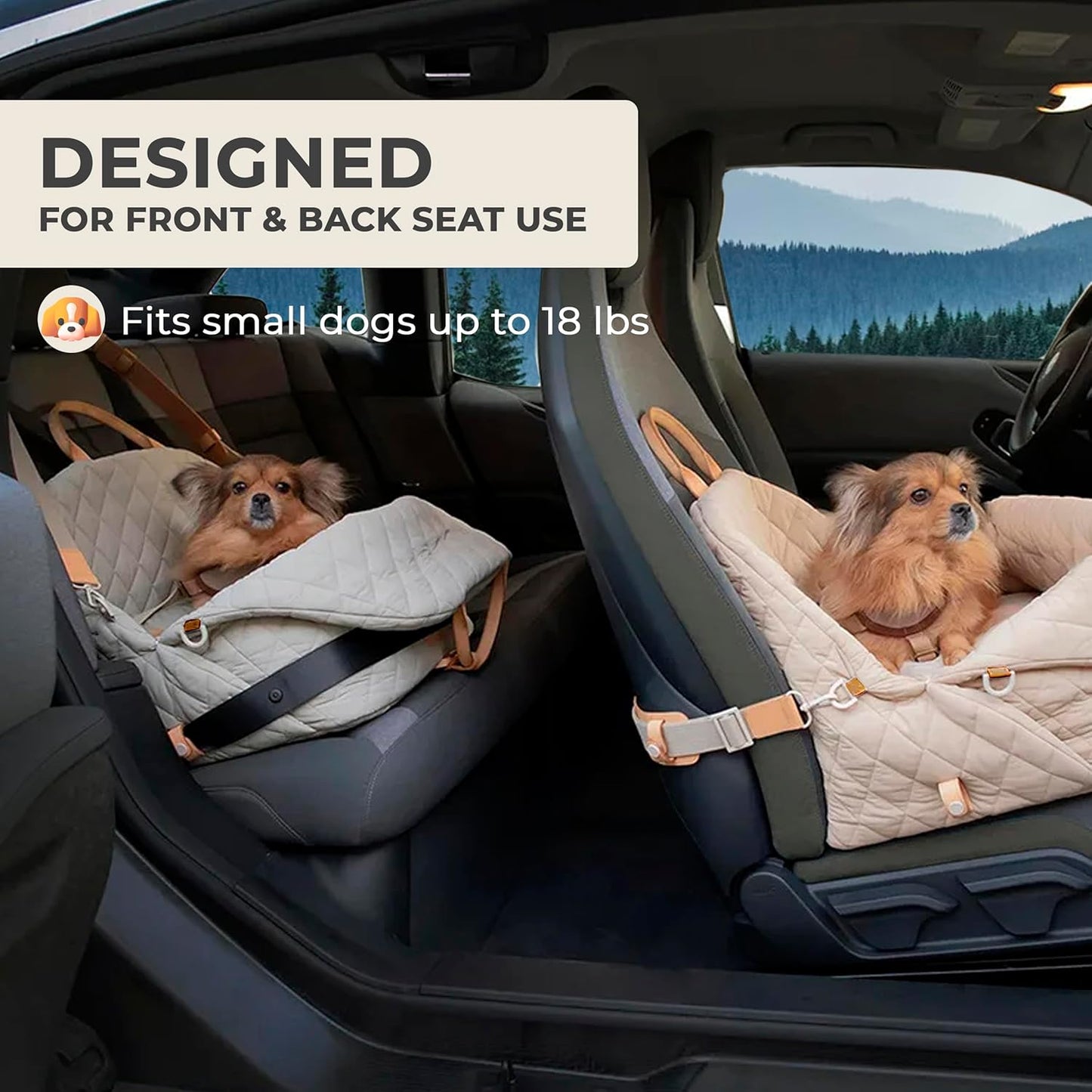 Dog Car Seat for Small Dogs ā 3-In-1 Travel Carrier, Booster & Dog Bed for Car ā Washable, Anti-Slip, Safety Straps ā Fits Front & Back Seats ā Cozy Pet Car Seat up to 25 Lbs ā Pink