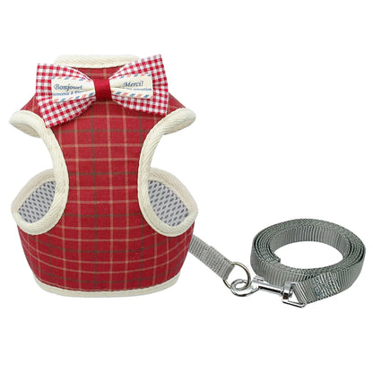 Cat Harness and Leash Set Bowknot Mesh Pet Cat Dog Harness Vest Leads Cat Leash Clothes Cat Collar Dog Traction Harness Belt