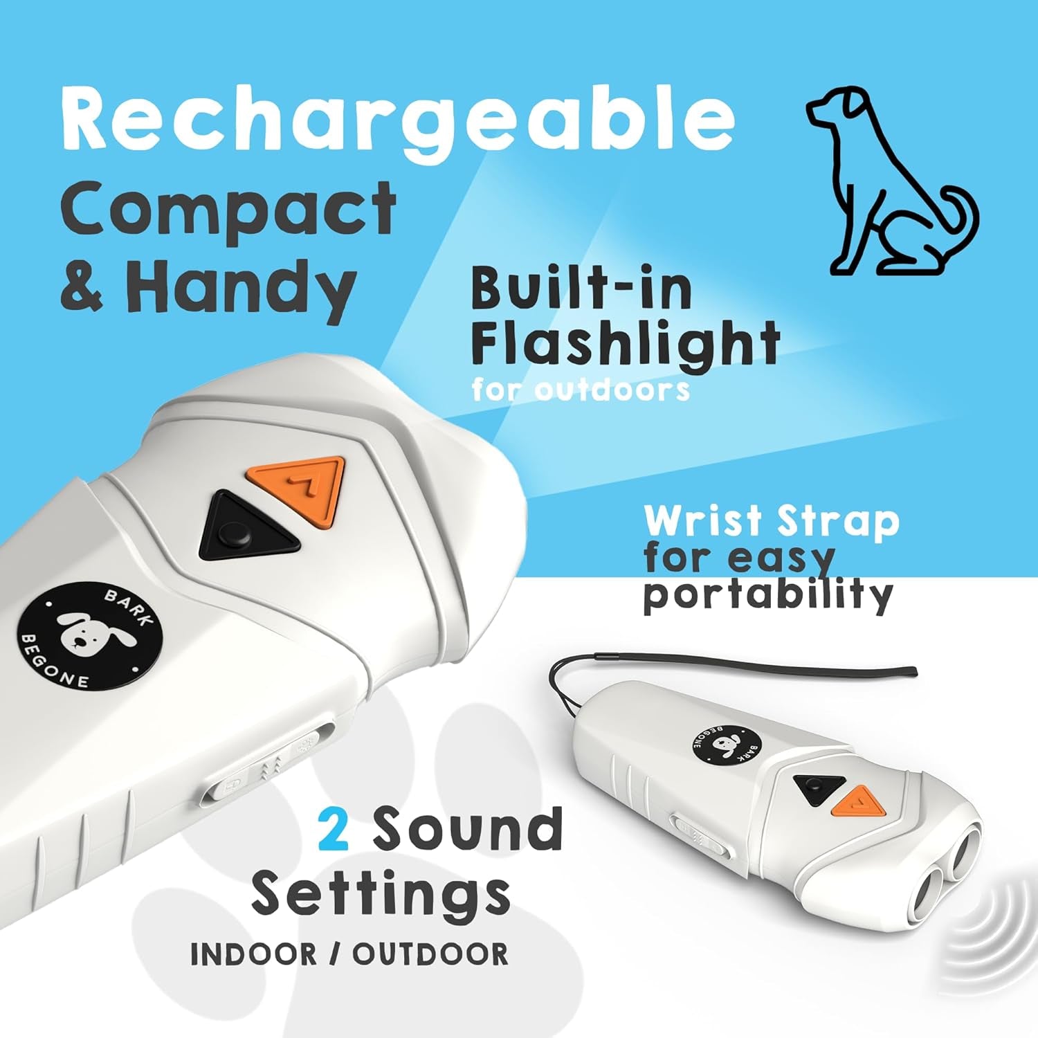 New Rechargeable Anti-Barking Device, Ultrasonic Dog Trainer & Behavior Corrector, No Shock Bark Collar Alternative, Long-Range, Effective Pet Training Tool, Safe for Dogs and Humans