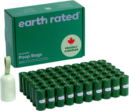 Dog Poop Bag Holder with Dog Poop Bags Rolls, Durable and Guaranteed Leakproof, Lavender Scented, 1 Dispenser and 900 Bags