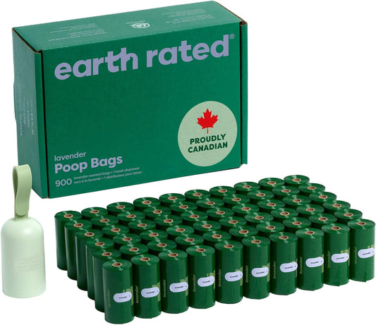 Dog Poop Bag Holder with Dog Poop Bags Rolls, Durable and Guaranteed Leakproof, Lavender Scented, 1 Dispenser and 900 Bags