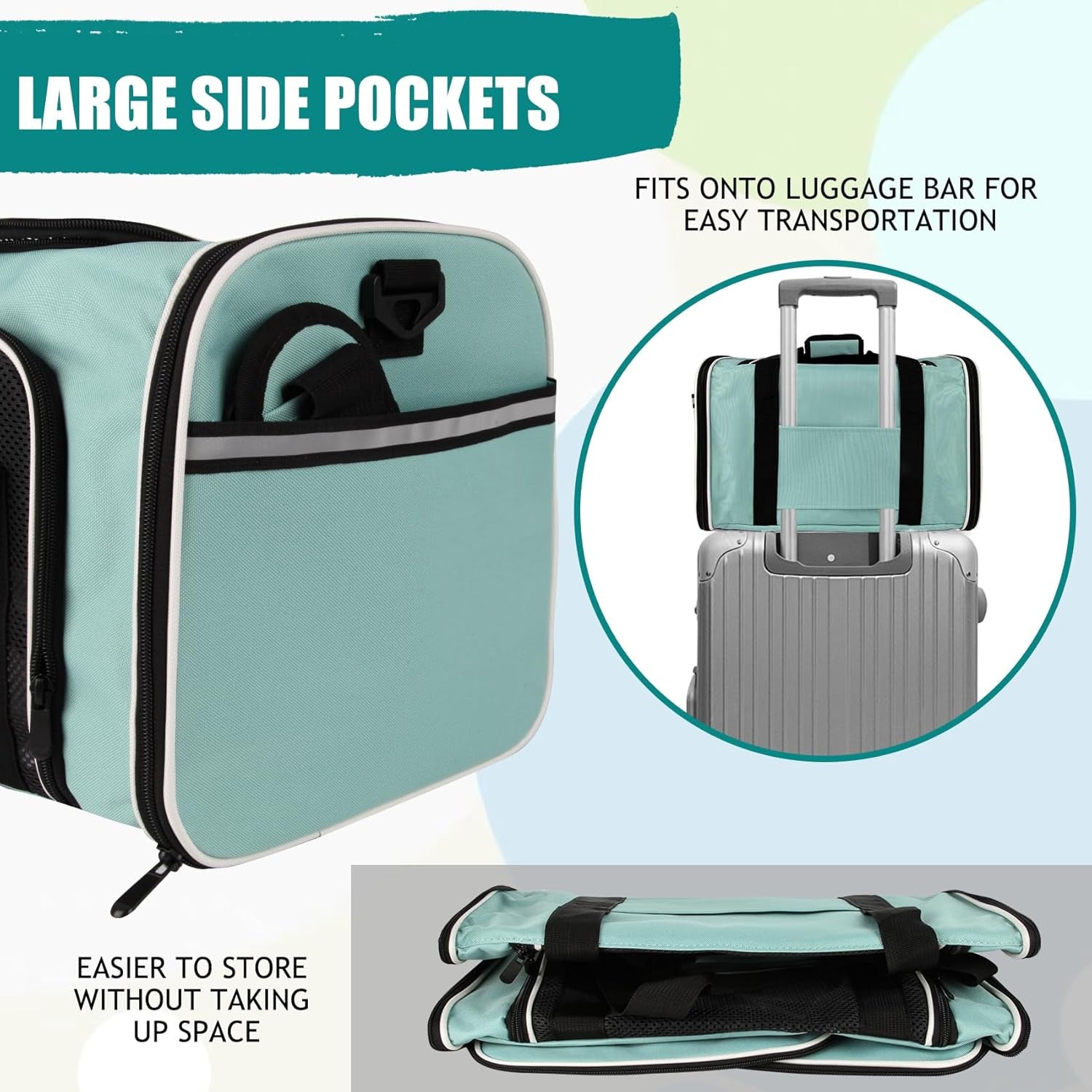 Cat, Dog Carrier for Small Medium Pet Carriers up To15Lbs, Cat Carrier Soft- Sided Puppy Cat Bag Portable Foldable Airline Approved Carrier Travel (Green 18 * 11 * 11)