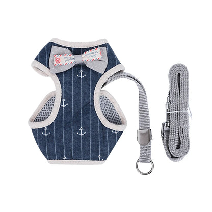Cat Harness and Leash Set Bowknot Mesh Pet Cat Dog Harness Vest Leads Cat Leash Clothes Cat Collar Dog Traction Harness Belt