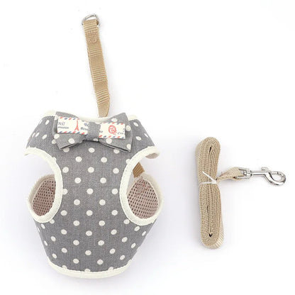 Cat Harness and Leash Set Bowknot Mesh Pet Cat Dog Harness Vest Leads Cat Leash Clothes Cat Collar Dog Traction Harness Belt
