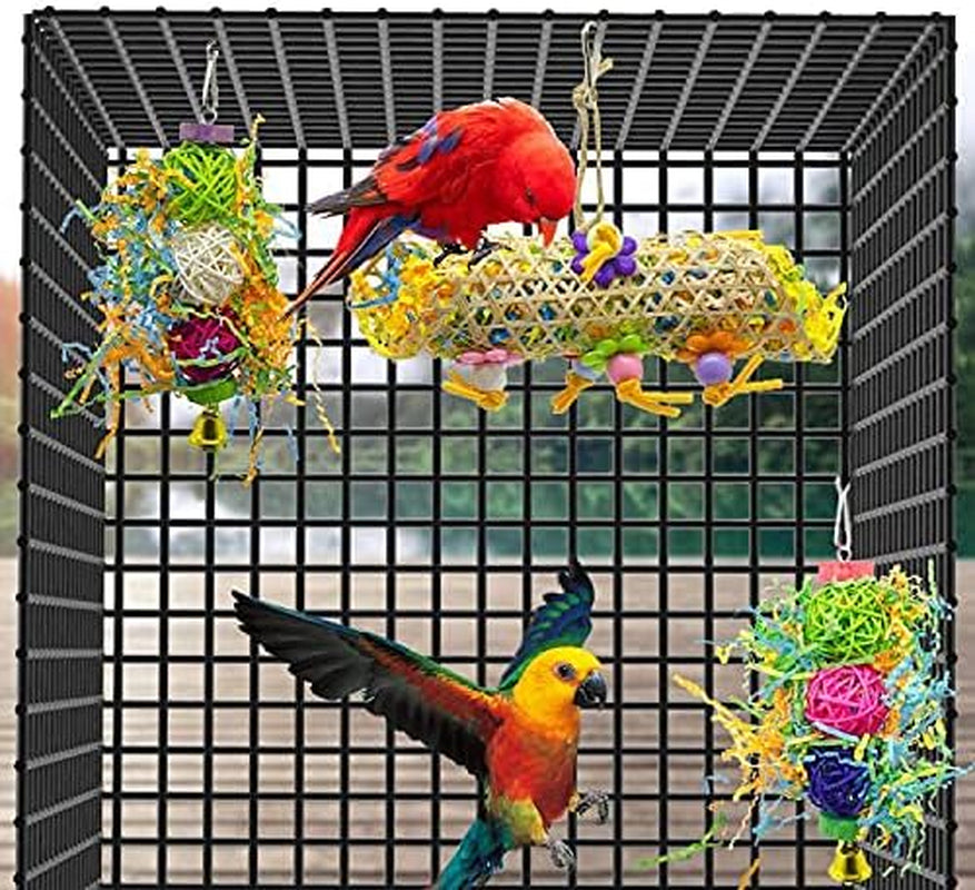 SHANTU 3Pack Bird Chewing Toys Foraging Shredder Toy Parrot Cage Shredder Toy Bird Loofah Toys Foraging Hanging Toy for Cockatiel Conure African Grey Parrot