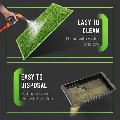 Dog Potty with Tray Large 30''X20'', 2 Pcs Artificial Grass Patch for Indoor and Outdoor Use, Puppy Turf Grass Pad Reusable Training Pads with Pee Baffle, Ideal for Medium and Small Dogs
