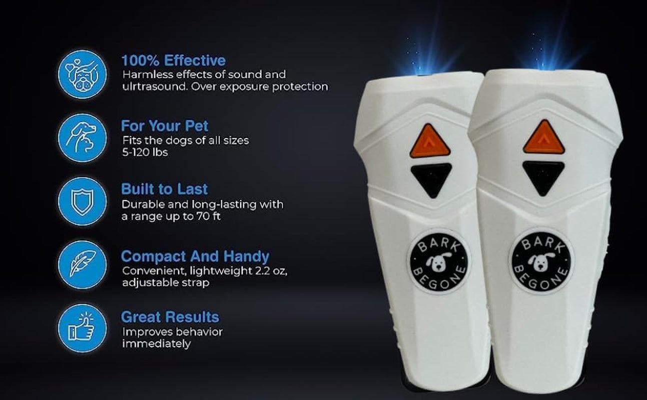 New Rechargeable Anti-Barking Device, Ultrasonic Dog Trainer & Behavior Corrector, No Shock Bark Collar Alternative, Long-Range, Effective Pet Training Tool, Safe for Dogs and Humans